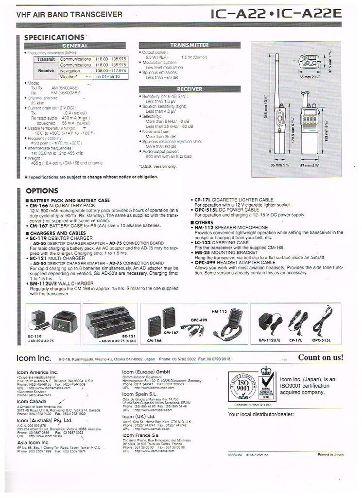 ICOM, IC-A22, VHF AIR BAND TRANSCEIVER, Icom Inc.98NS0150, 1997 001.jpg